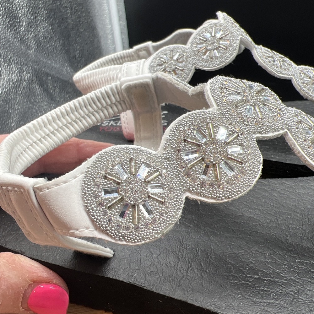 Skechers Meditation Vegan Sling Back Sandals Stars & Sparkle White Size 7 - Picture 6 of 8